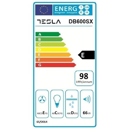 Tesla DB600SX Aspirator, Širina 60cm, 280m3, Inox boja slika 2