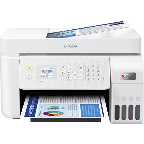 Epson C11CJ65404 L5296 EcoTank 4in1 print-scan-copy-fax, Color, A4, 5760X1440, Wi-Fi, LAN, ADF, LCD, Manual Duplex, white slika 1