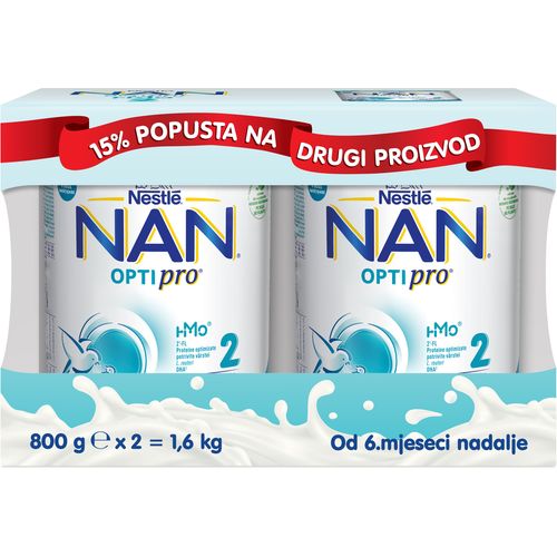 Nestlé NAN® OPTIPRO® 2, Prijelazna mliječna hrana, limenka (2x800g) slika 1