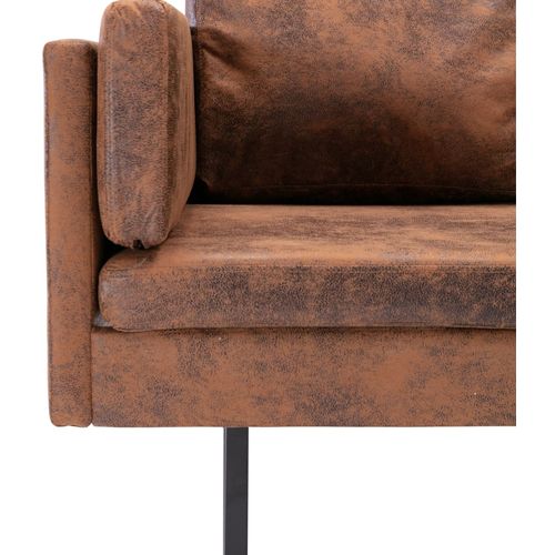 Kutna sofa od umjetne brušene kože smeđa slika 15