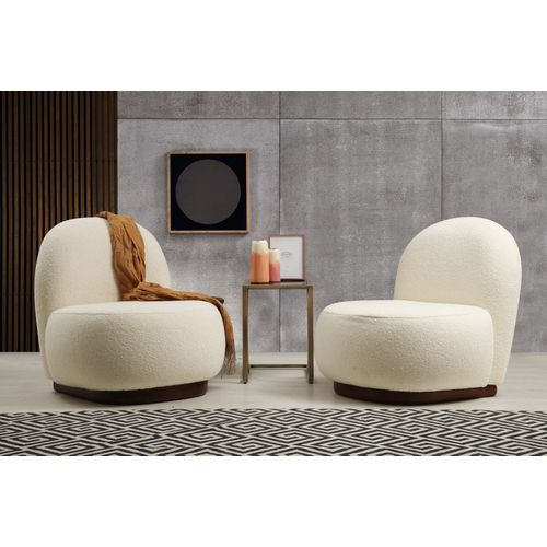 Atelier Del Sofa Tina - Bouclet White Bouclet White Wing Chair slika 2