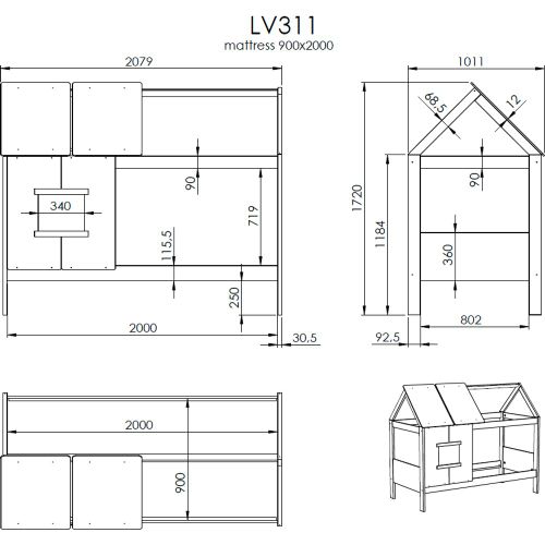 Drveni Dečiji krevet Finn Low sa fiokom - beli - 200x90 cm slika 11