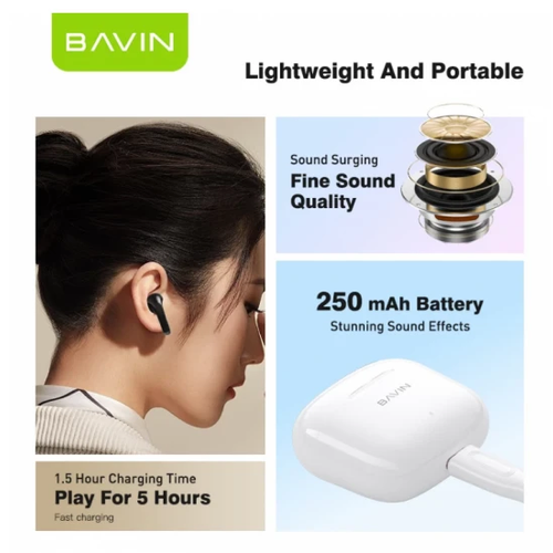 Bavin slušalice wireless earbuds crna slika 3