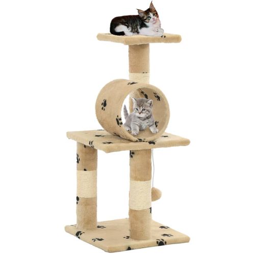 Penjalica za mačke sa stupovima za grebanje od sisala 65 cm bež s uzorkom šapa slika 22