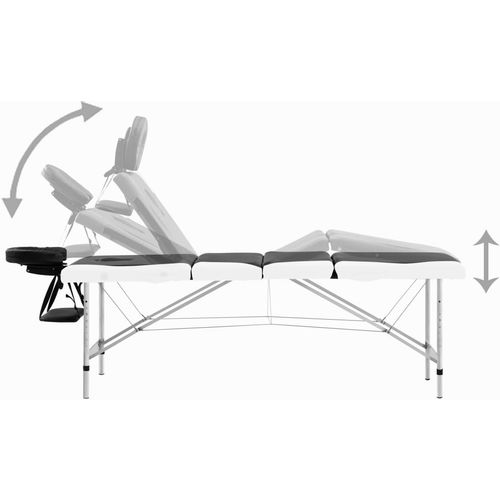 Sklopivi masažni stol s 4 zone aluminijski crno-bijeli slika 4