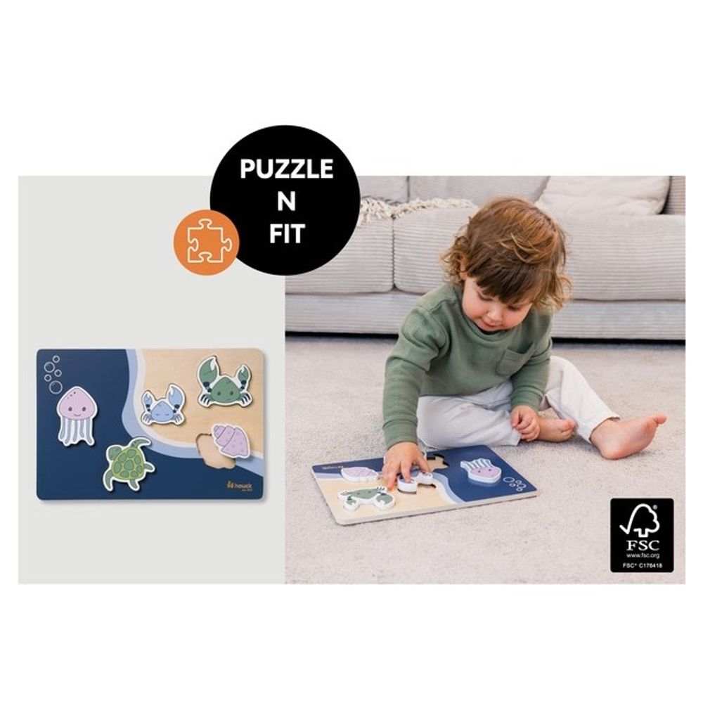 Hauck Drvena slagalica Puzzle N Sort - Morske životinje slika 5