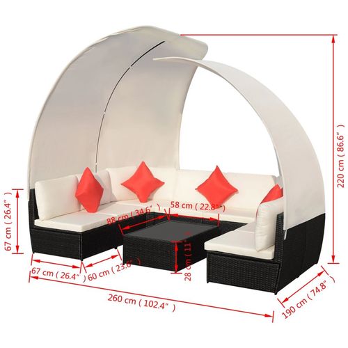 9-Dijelna vrtna garnitura od poliratana s baldahinom crna slika 11