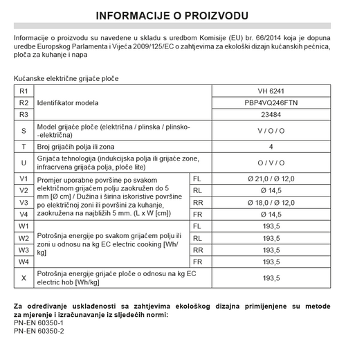 Amica Ugradbena Staklokeramička Ploča VH 6241 slika 5