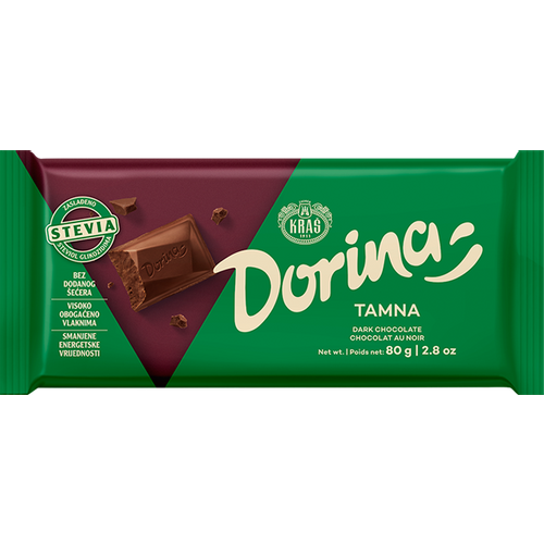 Kraš Dorina tamna čokolada bez dodanih šećera 80g  slika 1
