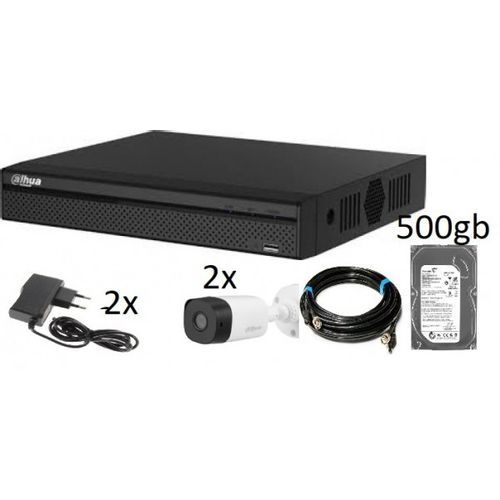 Dahua-07 SET 2 KAMERE Full HD, 500GB HDD, 2x rg59 5m, 2x npa-ac91 slika 1