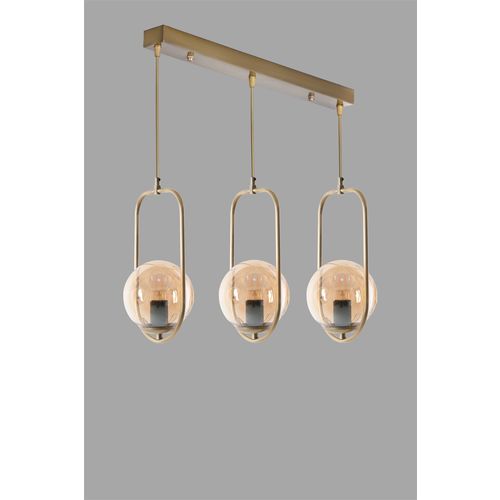 Ahu 3 Lü Sıralı Bal Camlı Eskitme Sarkıt Copper Chandelier slika 3