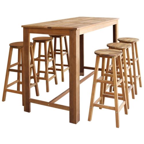 7-dijelni set barskih stolaca i stola od masivnog bagremovog drva slika 26