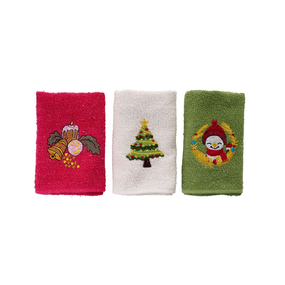 Wash towel set (3 pieces) Xmas - colours: Red, Green, White slika 2