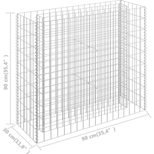 Gabionska sadilica od pocinčanog čelika 90 x 30 x 90 cm slika 16