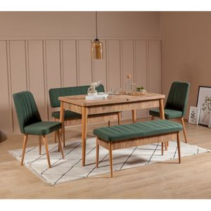 Set trpezarijskog stola i stolica Atlantic Green Pine (5 komada)
