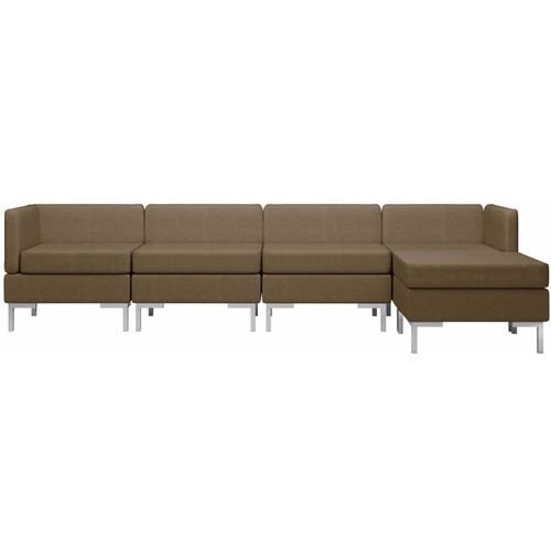 5-dijelni set sofa od tkanine smeđi slika 3