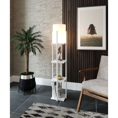 Opviq Podna lampa polica NORA bijela , ivreica, MDF, platno, visina 135 cm, promjer sjenila 21 cm, visina 36 cm, E27 45-60 W, Nora SMK slika 2