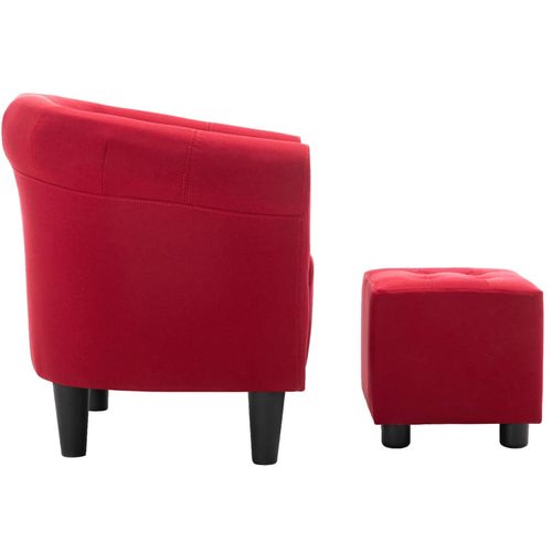 2-dijelni set fotelje i taburea od tkanine crvena boja vina slika 43