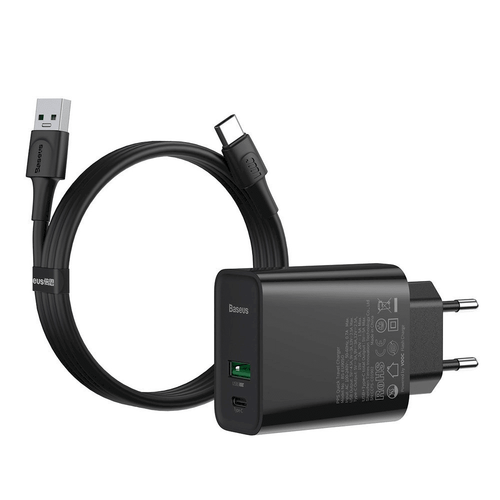 Baseus Speed ​​​​PPS VOOC TZCCFS-H01 AC punjač USB / USB-C / 4.5A / QC 4.0 / PD 3.0 crni slika 1