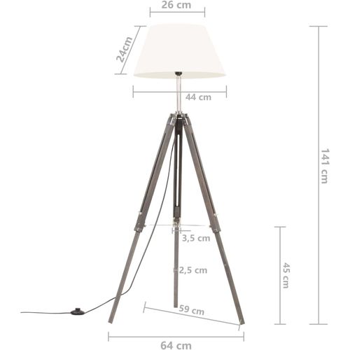 Podna svjetiljka s tronošcem sivo-bijela od tikovine 141 cm slika 35