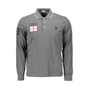 US POLO SHIRT LONG SLEEVE MEN'S GRAY