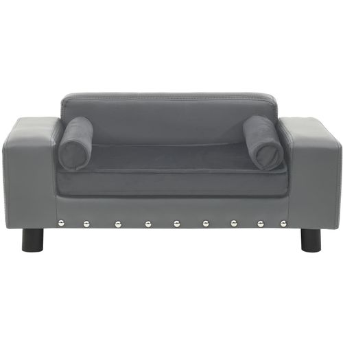 Sofa za pse siva 81 x 43 x 31 cm od pliša i umjetne kože slika 41