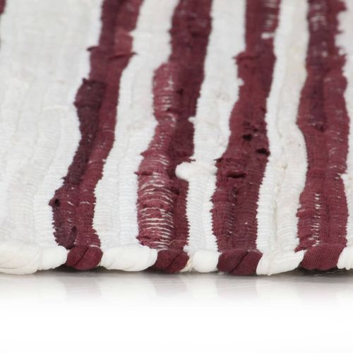 Ručno tkani tepih Chindi od pamuka 120 x 170 cm bordo-bijeli slika 10