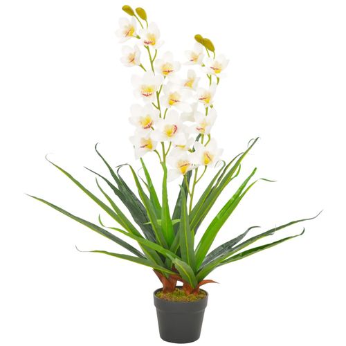 Umjetna orhideja s posudom bijela 90 cm slika 3