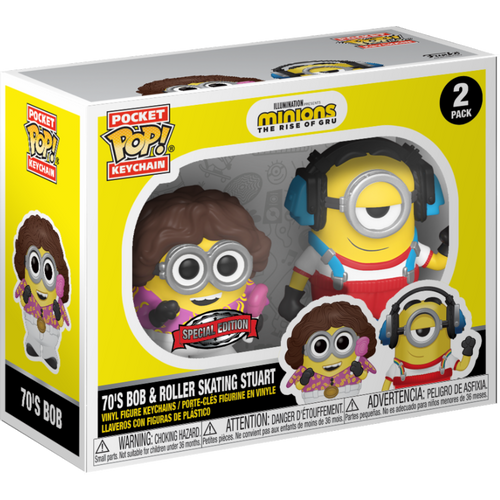 FUNKO POP KEYCHAIN: MINIONS - 70'S BOB & ROLLER SKATING STUART 2-PACK slika 1