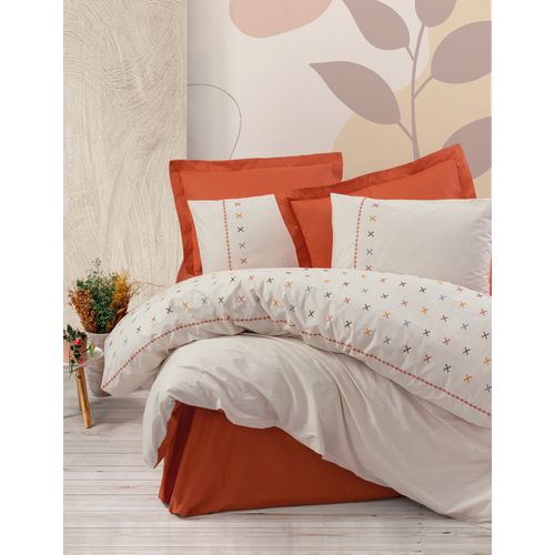 L'essential Maison Joli - Crveno-beli Ranforce Set za Pokrivač za Dvostruki Krevet slika 1