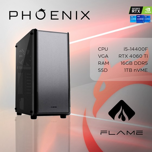 Phoenix računalo FLAME Y-603, Intel i5 14400F, 16GB DDR5, NVME SSD 1TB, RTX 4060TI 8GB slika 1