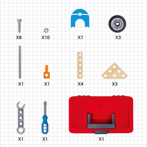 Hape E3037A Dečija Drvena Igračka Motor Na Šrafljenje slika 3