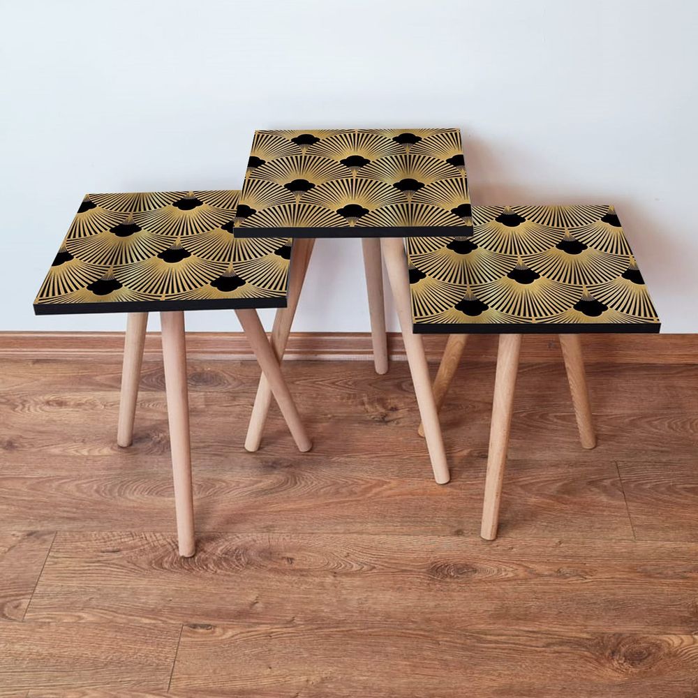 Nesting Table 3Shp266 - Crna i Zlatna (3 Komada) slika 1