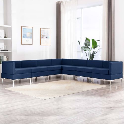 7-dijelni set sofa od tkanine plavi slika 1