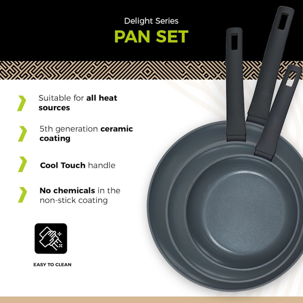 BE Living Set 3 tave Delight Black 20-24-28 cm slika 5