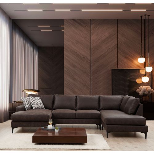 Atelier Del Sofa Kutna garnitura, Smeđa, Porto Corner (CHL-02-C-EOT) - Brown slika 2