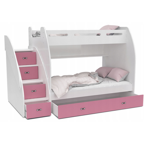 Drveni Dečiji Krevet Na Sprat Zuzia Sa Fiokama 200*120 Cm - Roze slika 2
