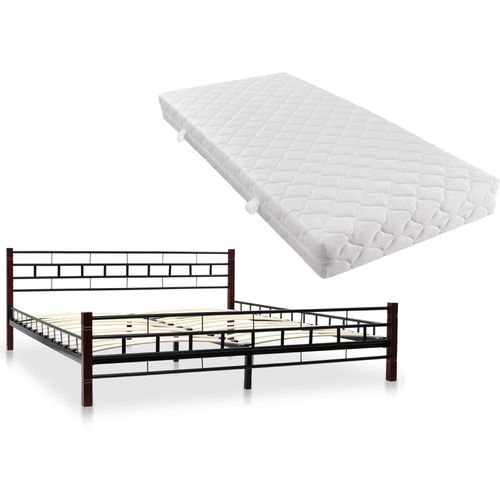 275641 Bed with Mattress Black Metal 180x200 cm(246737+241405) slika 1