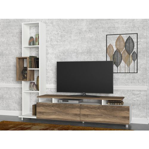 Woody Fashion TV jedinica, Bijela boja Orah, Tulip - White, Walnut slika 2