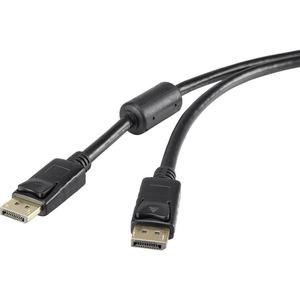 Renkforce DisplayPort priključni kabel DisplayPort utikač, DisplayPort utikač 7.50 m crna RF-3433994 pozlaćeni kontakti, s feritnom jezgrom DisplayPort kabel