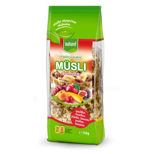 Naturel tradicionalni musli s 6 vrsta voća 750g slika 1