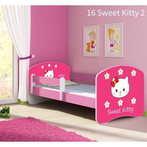 Dječji krevet ACMA s motivom, bočna roza 180x80 cm 16-sweet-kitty-2 slika 1