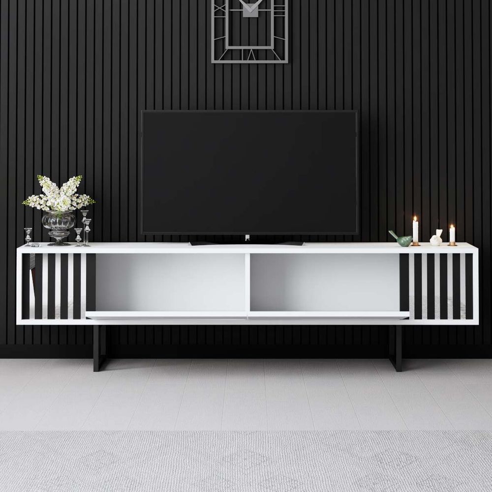 TV Stalak Chrome Line - Bijela i Crna slika 3