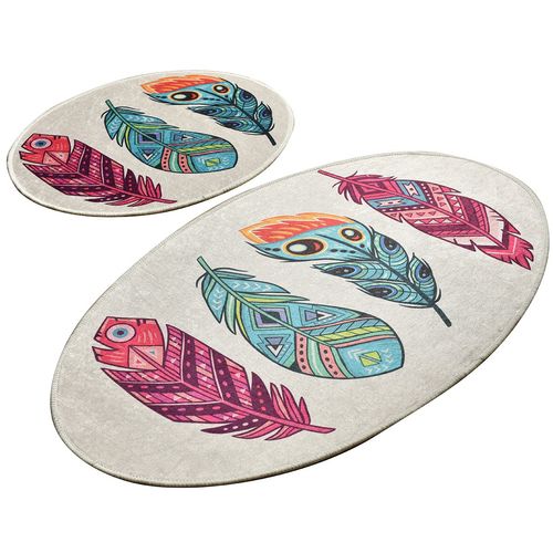 Feather DJT Multicolor Bathmat Set (2 Pieces) slika 2