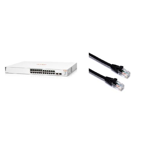 Aruba 1830 24G 2SFP PoE 195W Switch + patch kabl, Cat6 0.25m slika 1