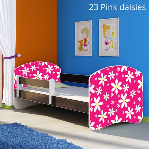Dječji krevet ACMA s motivom, bočna wenge 160x80 cm 23-pink-daisy slika 1