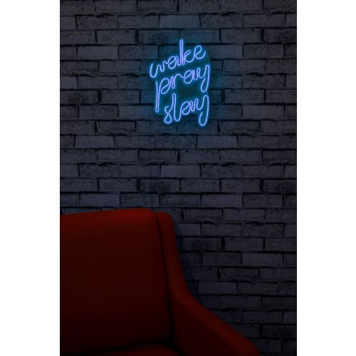 Wallity Ukrasna plastična LED rasvjeta, Wake Pray Slay - Blue slika 11