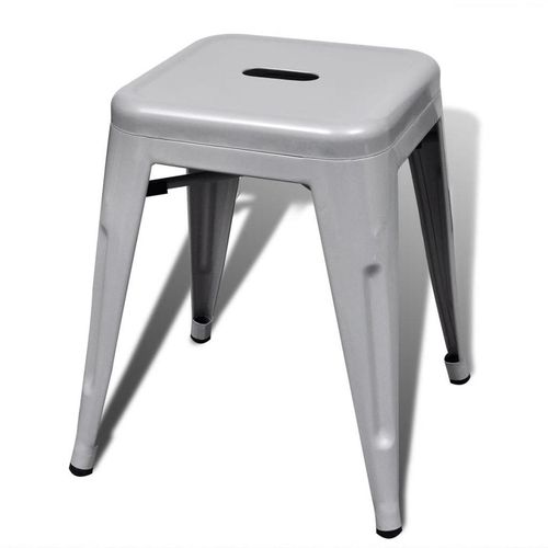 Složivi stolci 2 kom sivi metalni slika 3