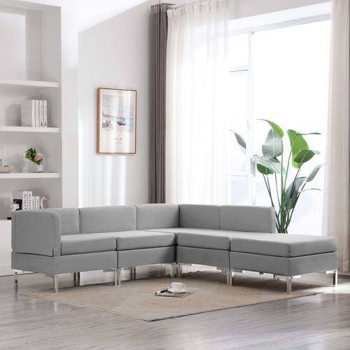 5-dijelni set sofa od tkanine svjetlosivi slika 1