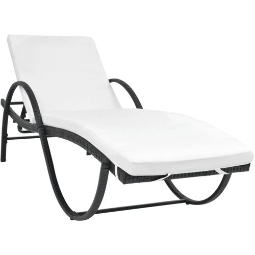 Ležaljka za sunčanje s jastukom i stolom poliratan crna slika 63